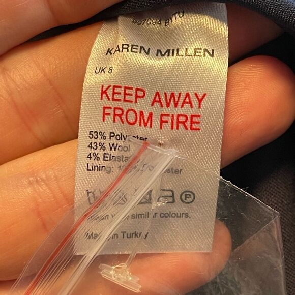 Karen Millen blazer Polished Stretch Belted blazer in navy Size US 4. NWT - Picture 8 of 11